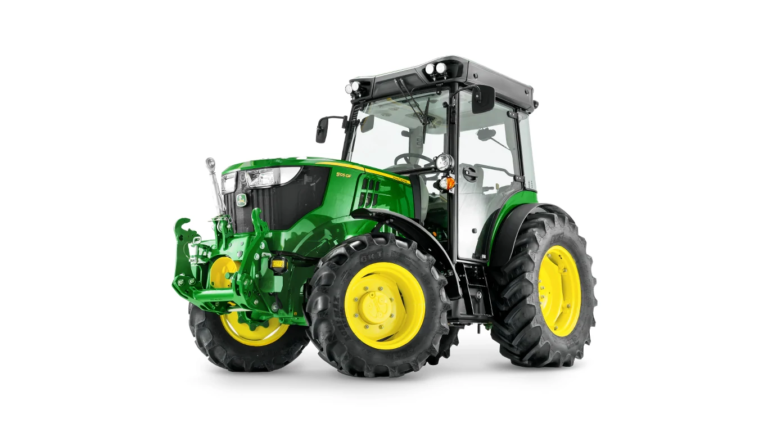 Studijska slika sprednjega levega pogleda na traktor 5105GF